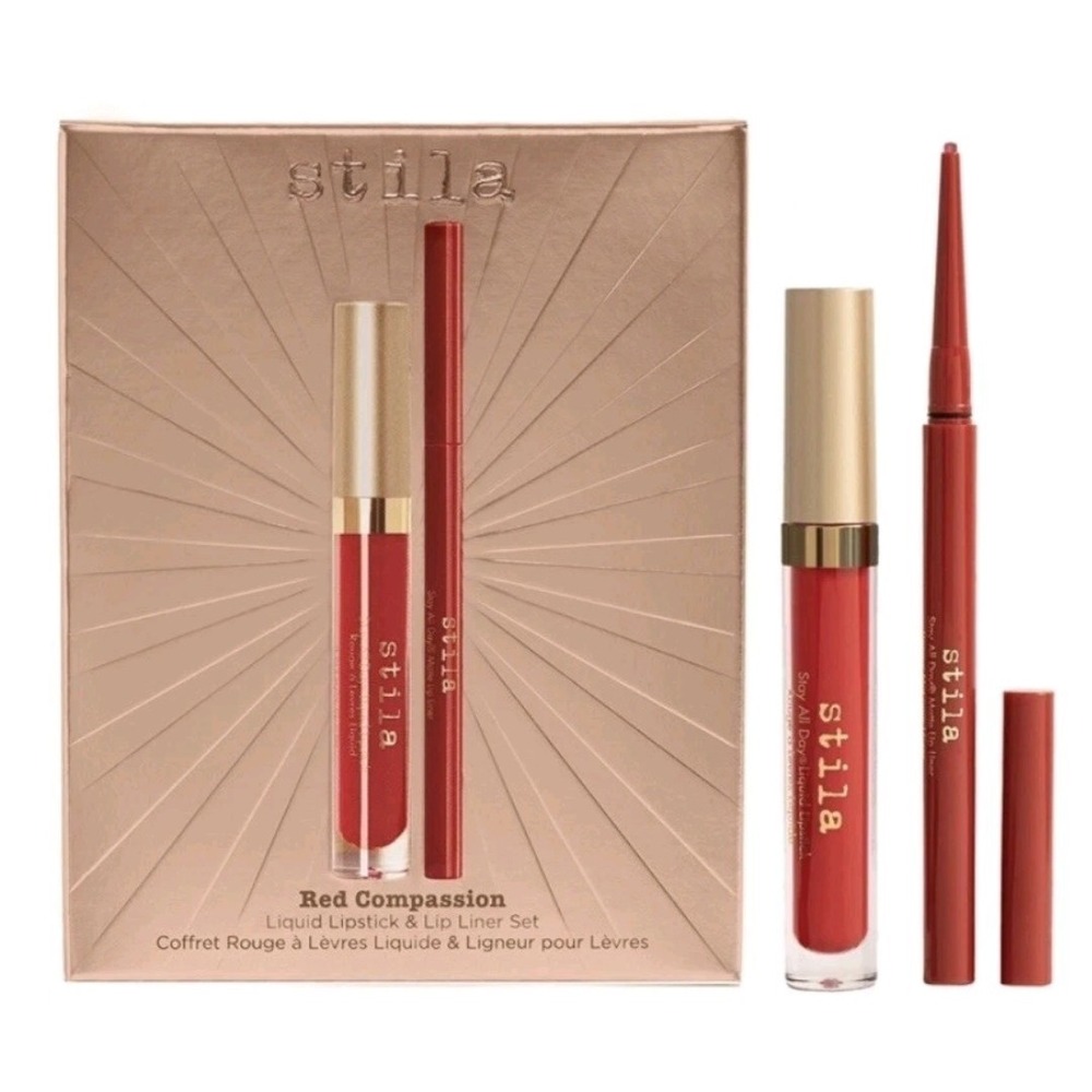 Stila‎ ( Kindness is Cool) Liquid Lipstick & Lip Liner Set Red Compassion Rack
